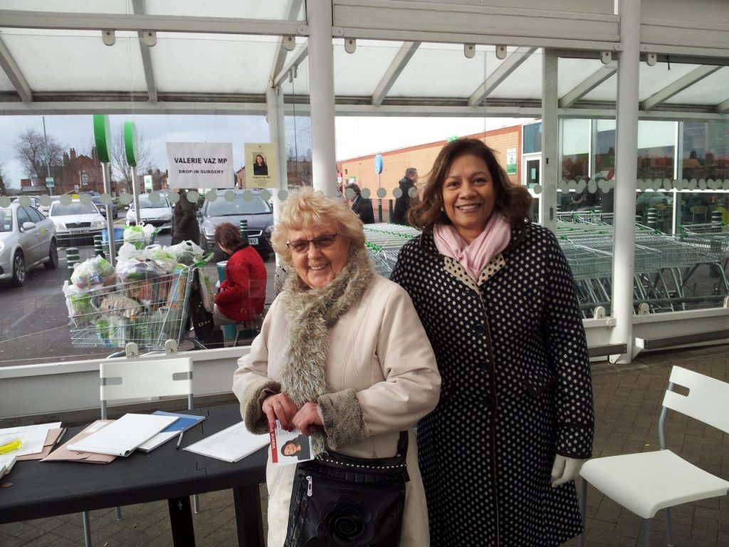 Valerie with constituent Minnie Cooper