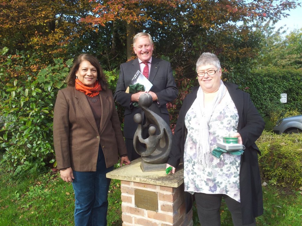 Valerie with Acorn's Chief Executive David Strudley and Head of Care Anne Small